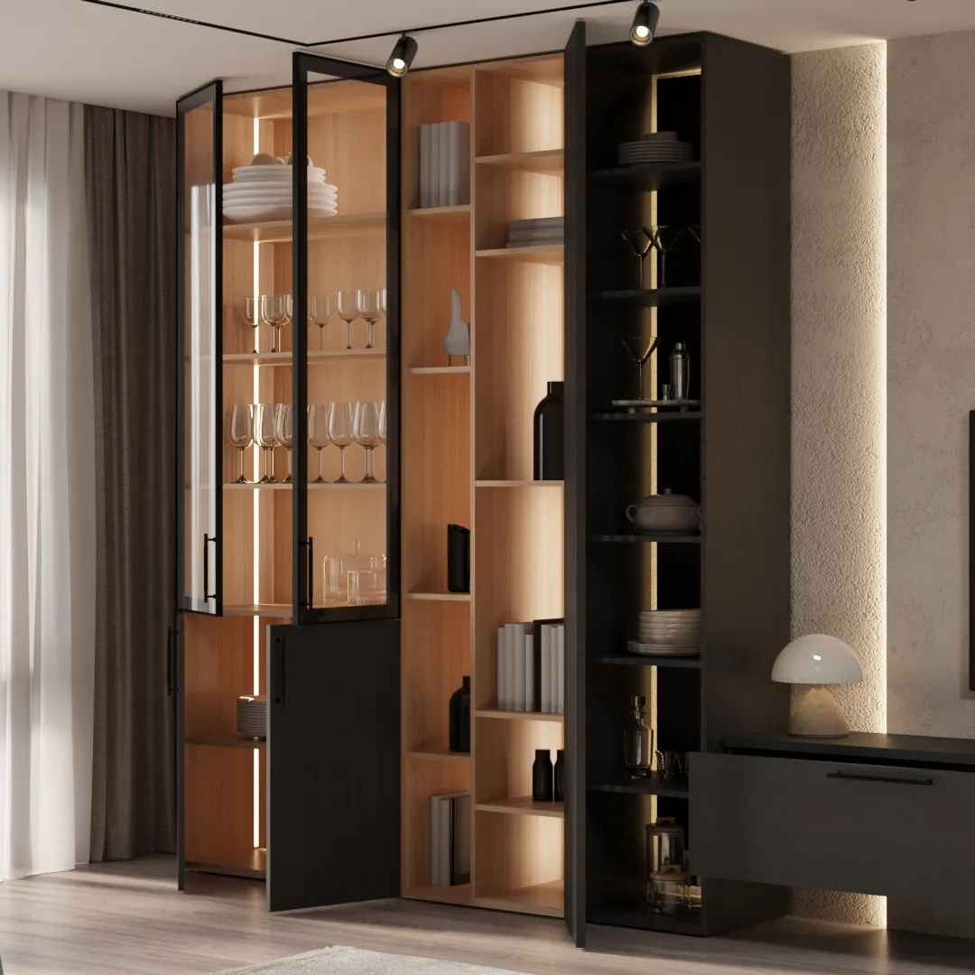 Turin гостиная, фасады натуральный шпон 42