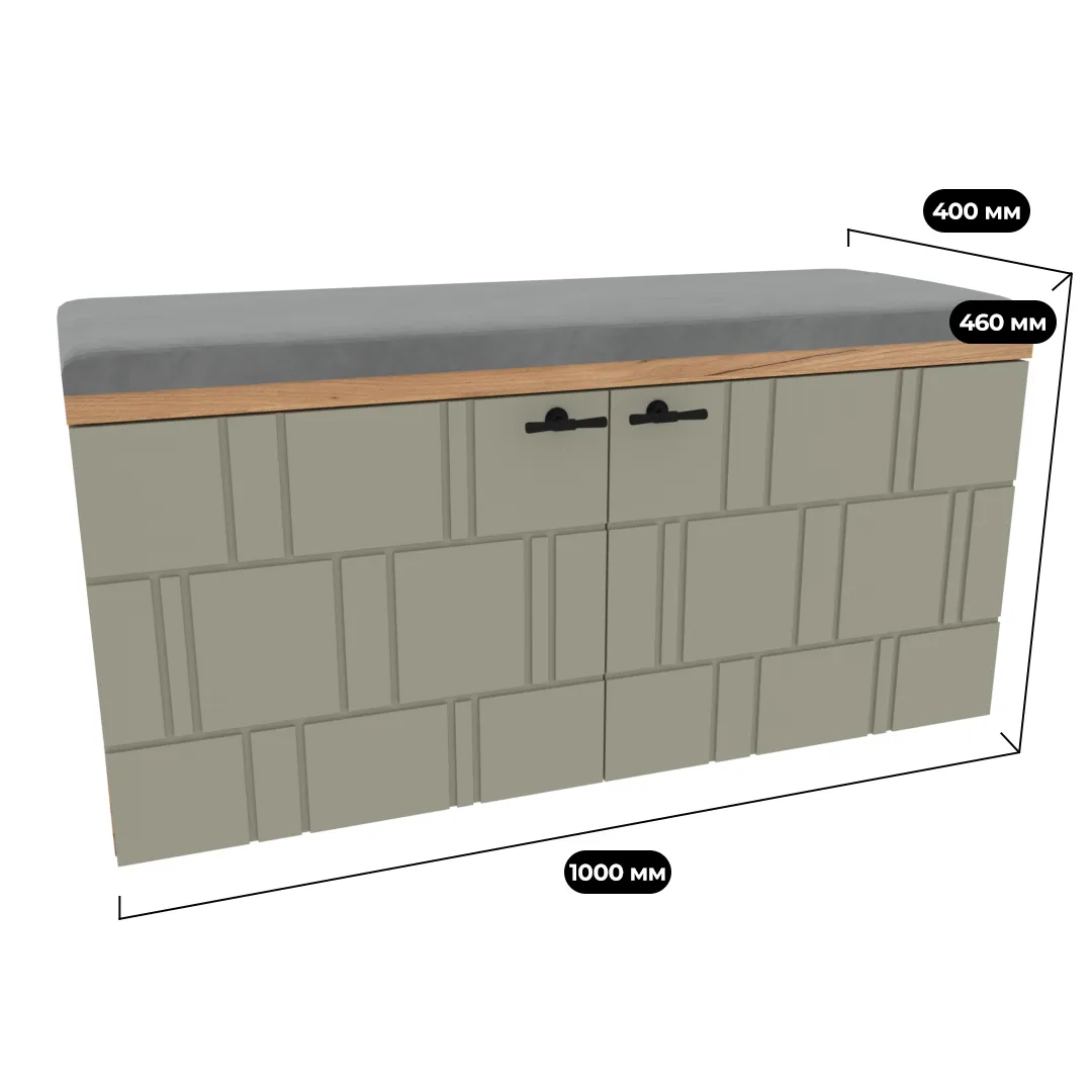 Тумба для обуви с мягким сидением, фрезерованные фасады в эмали LE-460