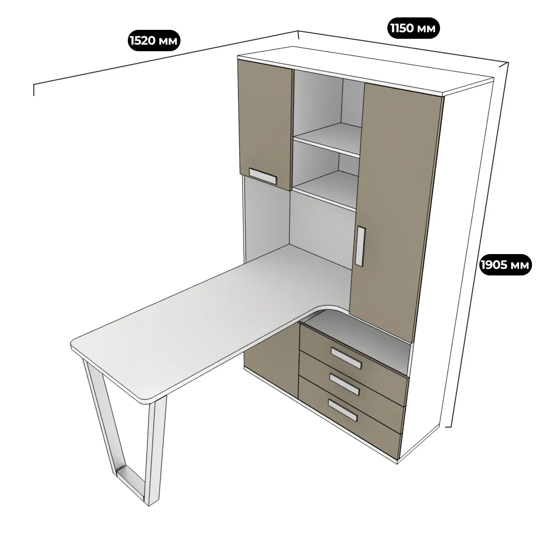 Шкаф со встроенным столом шириной 1154мм E407 L/R