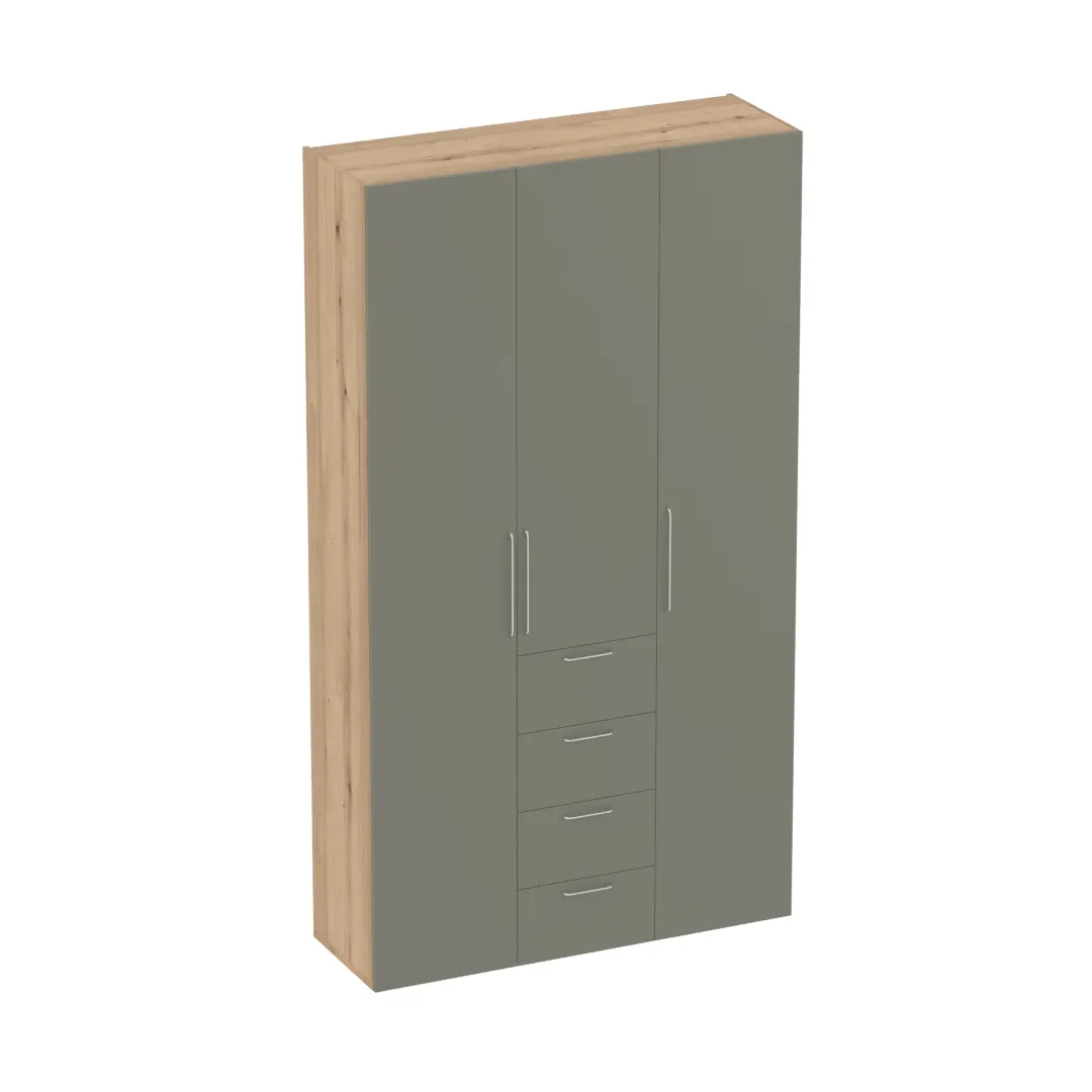 Шкаф трехдверный с ящиками узкий L203.44