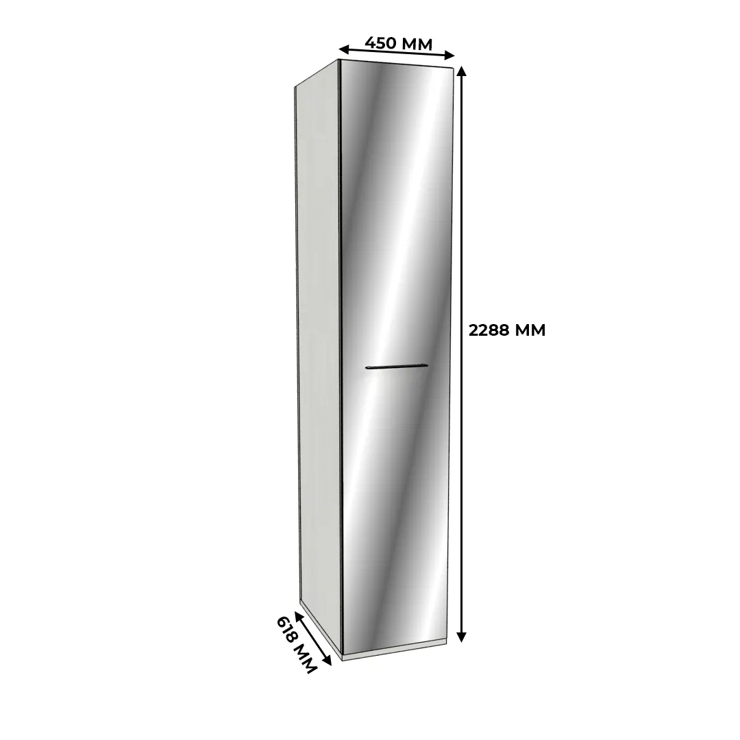 Шкаф одностворчатый узкий с зеркалом, фасады МДФ CG-220.60Z