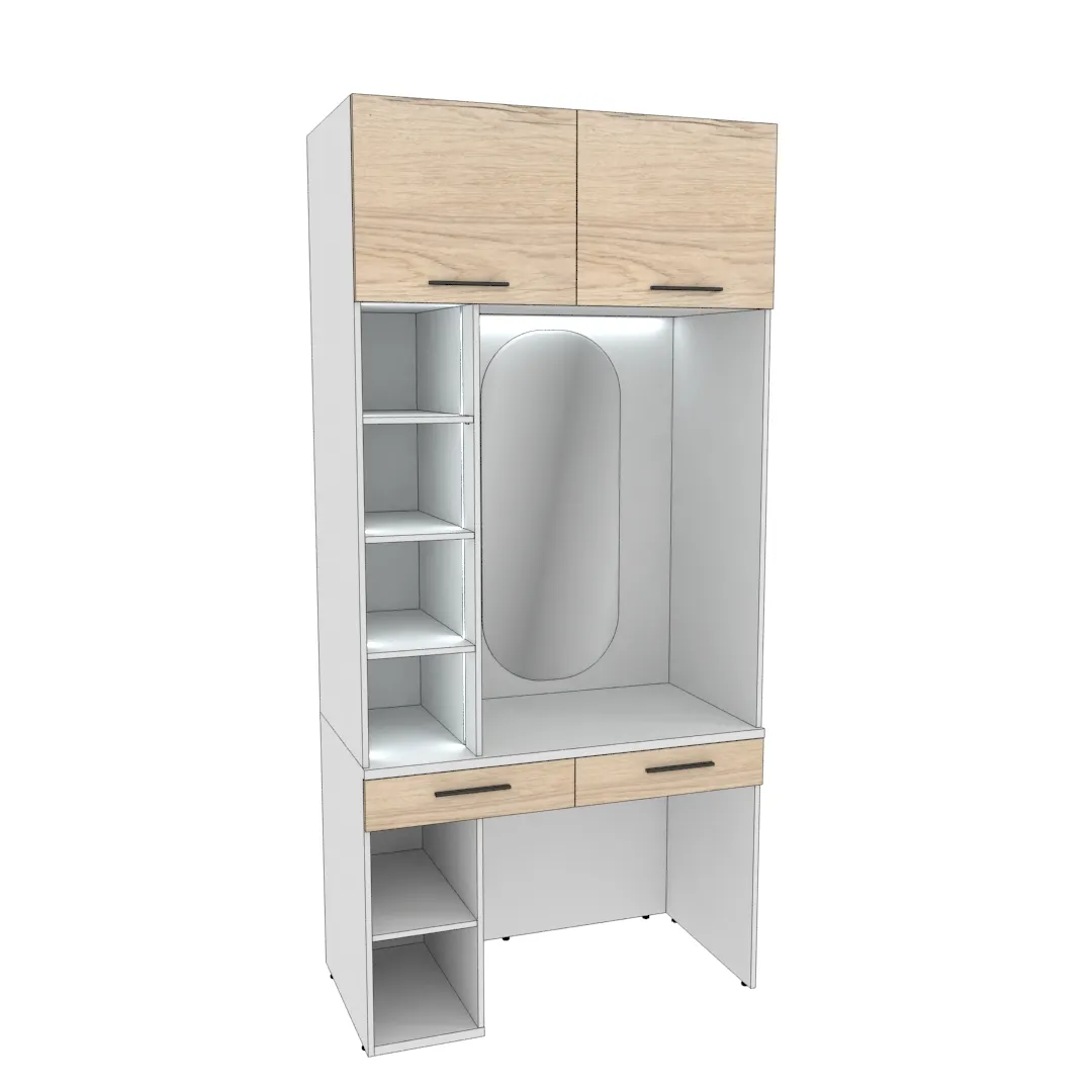 Столик туалетный с антресолью и стеллажом с подсветкой L-414.60