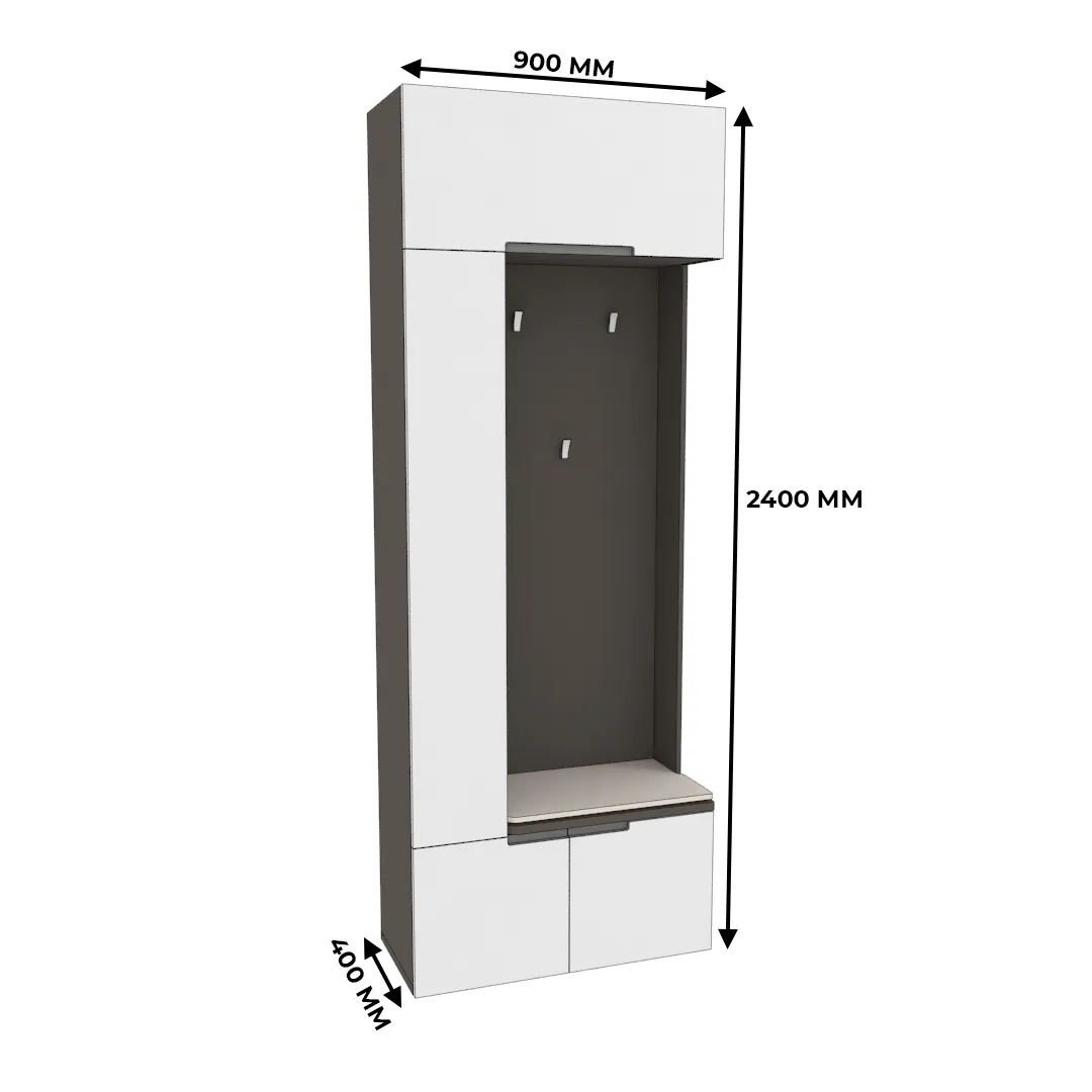 Секция с вешалкой и полками, фасады в эмали LE409 L/R
