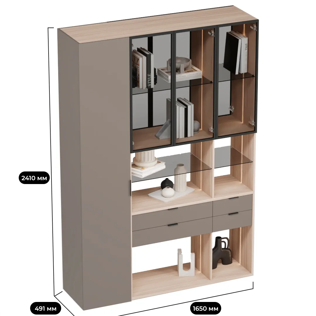 Шкаф-стеллаж для зонирования помещения с подсветкой LGF265.45 L/R