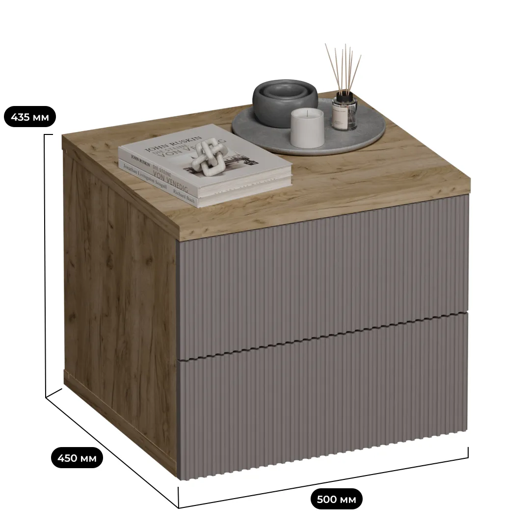 Тумба прикроватная 2 ящика, фасады в эмали LE-701