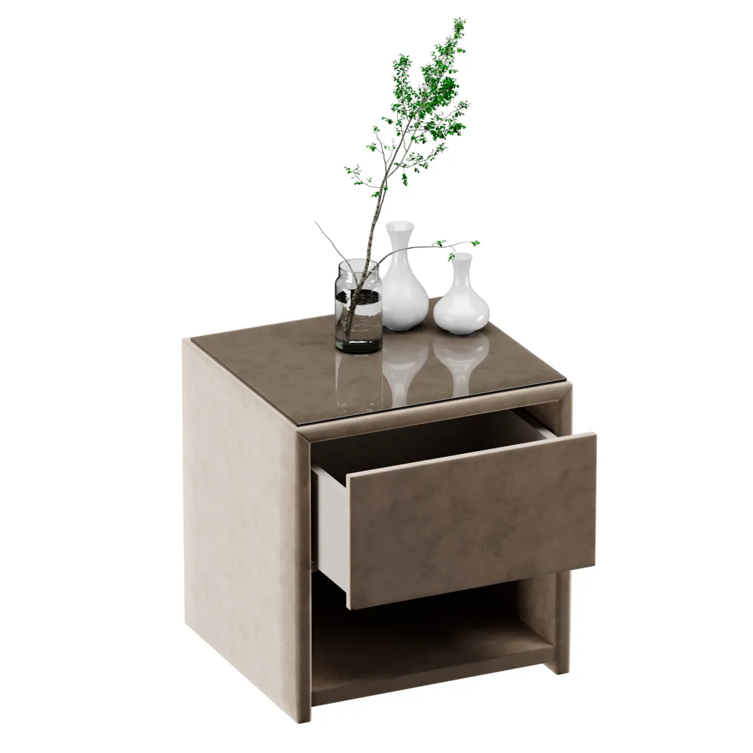 Тумба прикроватная мягкая, стекло прозрачное SUNRISE 751