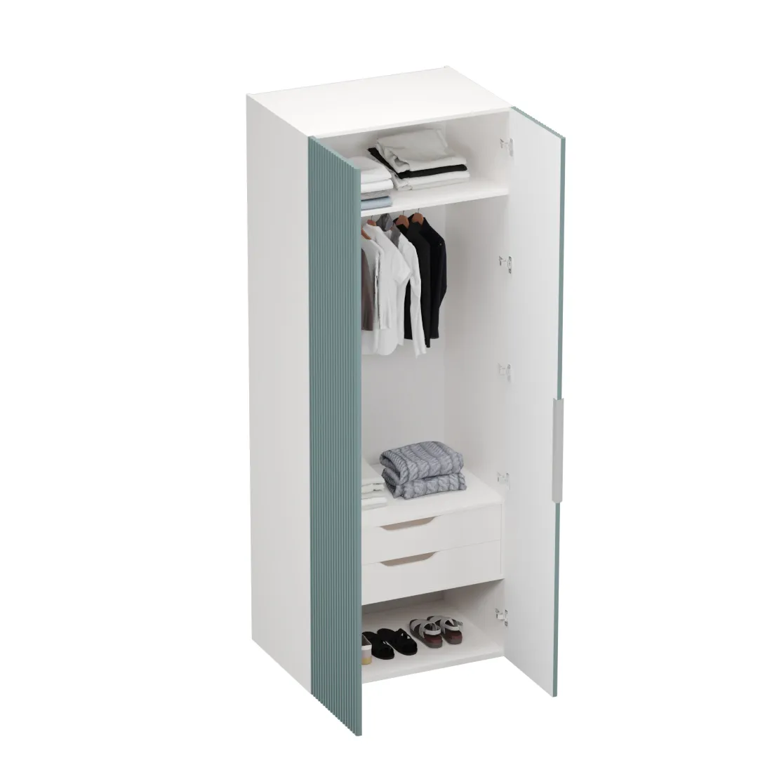 Шкаф 2 дверный, фрезерованные фасады в эмали LE-210.60-3