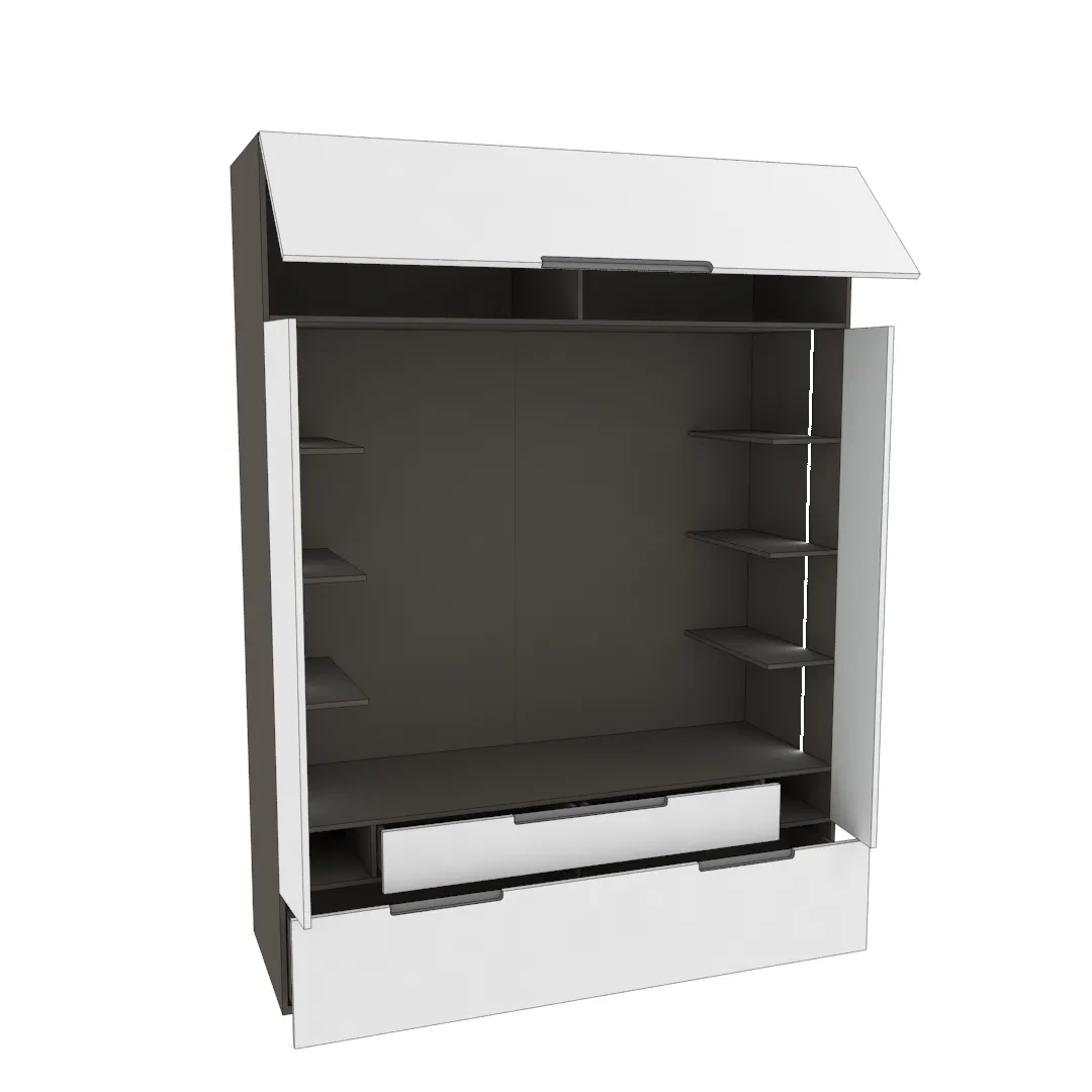 Секция для ТV с подсветкой, фасады в эмали LE406.60