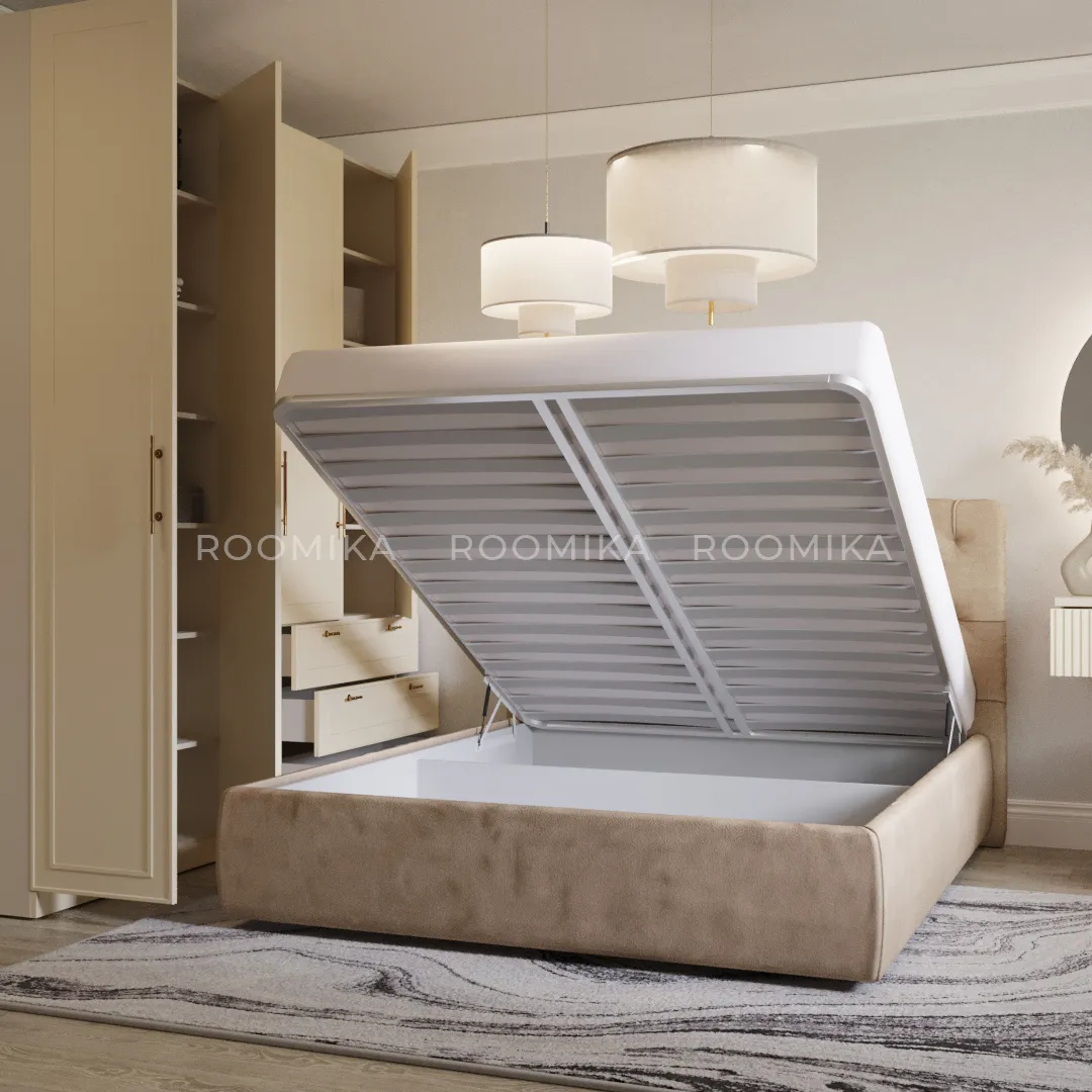 Кровать двуспальная мягкая MIRA с подъемным механизмом, 140x200