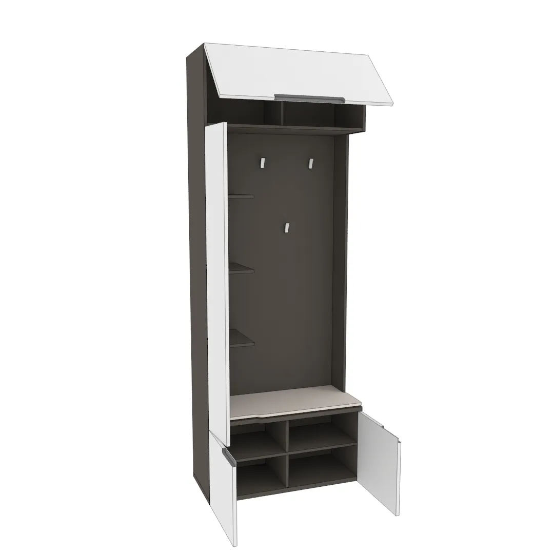 Секция с вешалкой и полками, фасады в эмали LE409 L/R