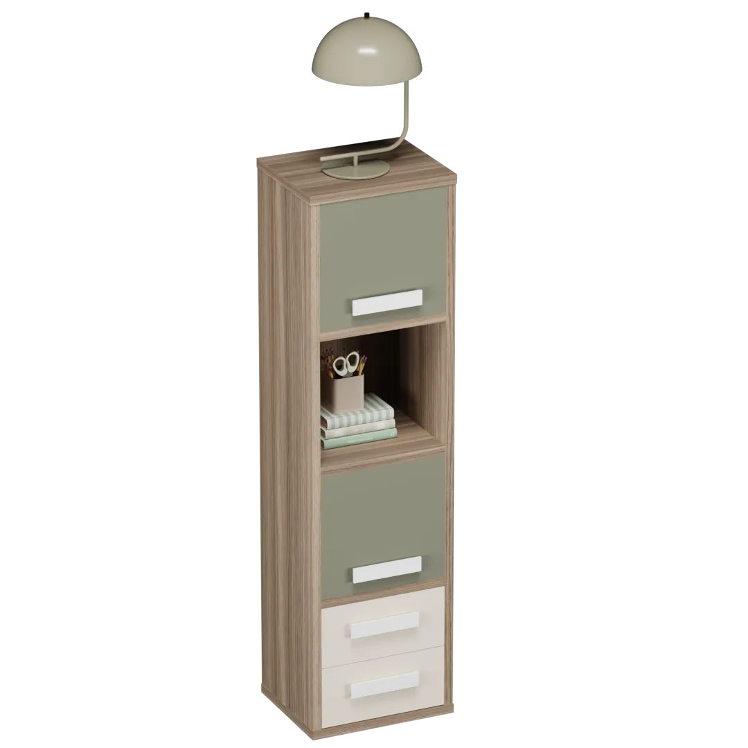 Cтеллаж сквозной книжный на 4 ниши с фасадом E804