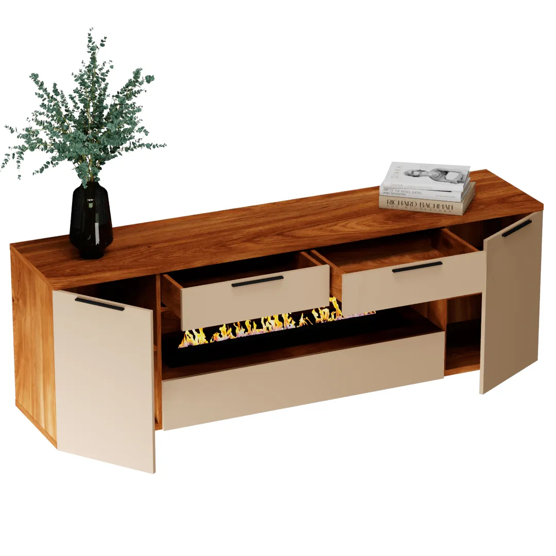 Тумба ТВ напольная с электрокамином L550.450