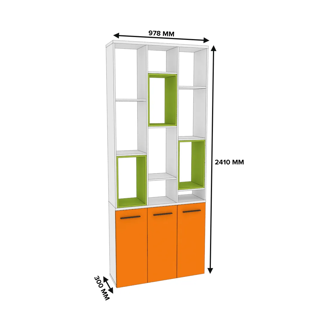 Стеллаж-тумба перегородка со вставками L239