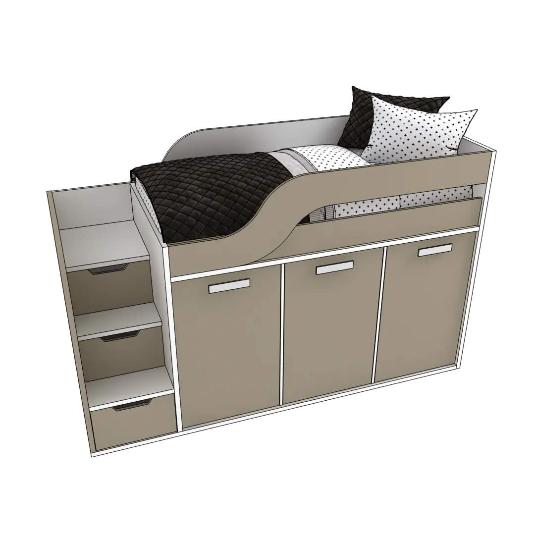 Кровать-чердак с рабочей зоной E903.6, 80x160 L/R