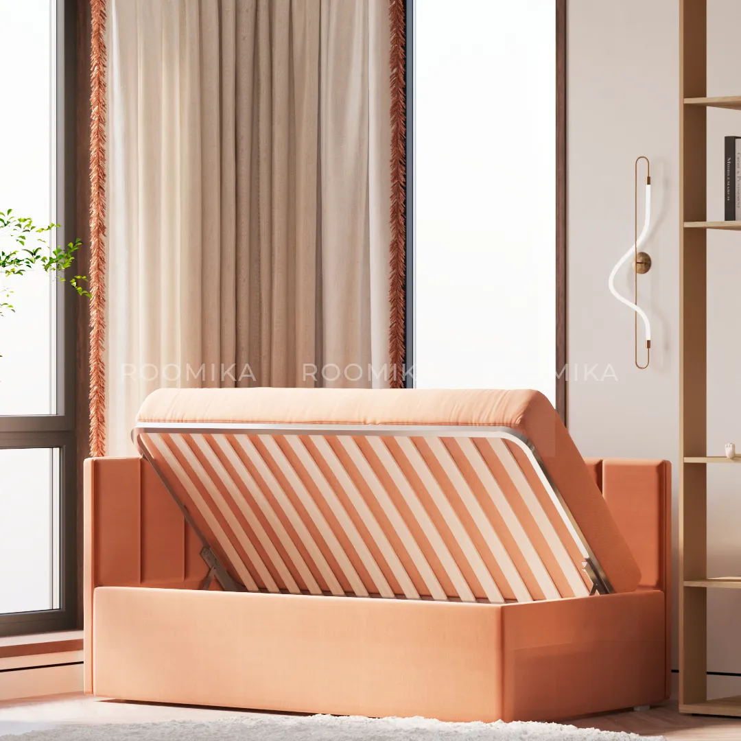 Кровать с подъемным механизмом и ящиком для белья LINE М1, 90х160