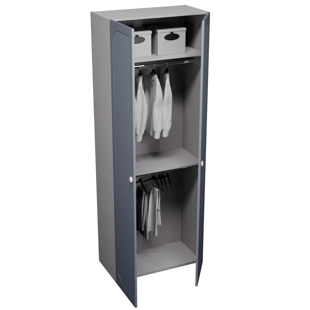 Шкаф двухдверный узкий, фрезерованные фасады в эмали LE210.44-1