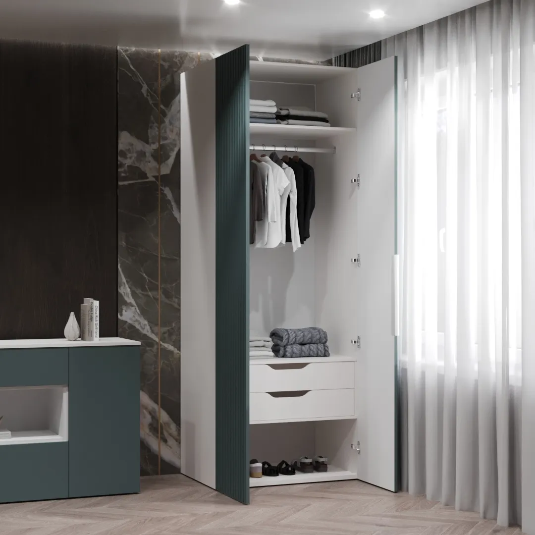 Шкаф 2 дверный, фрезерованные фасады в эмали LE-210.60-3