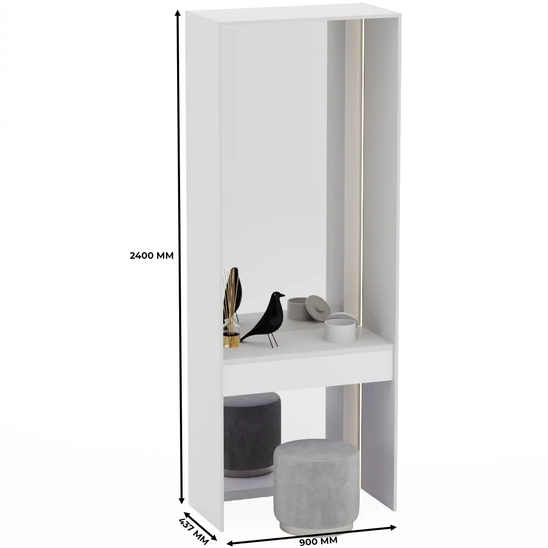 Ниша с ящиком, зеркалом и подсветкой для спальни R270.45