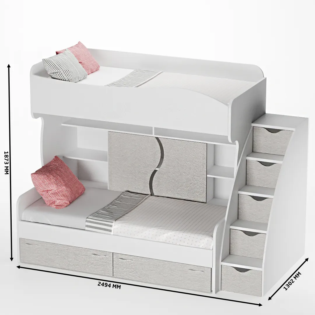 Кровать двухъярусная с лестницей комодом P904, 90x200