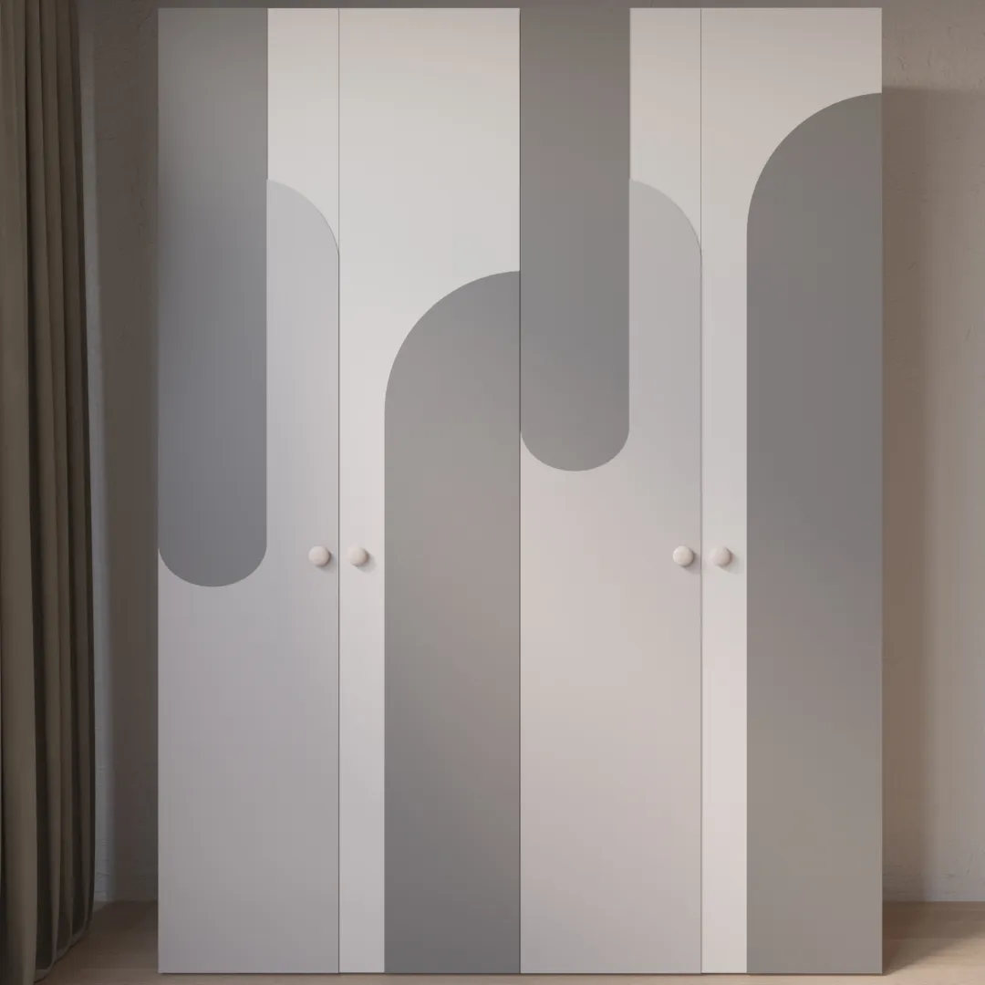 Шкаф двухдверный узкий, фрезерованные фасады в эмали LE210.44-1