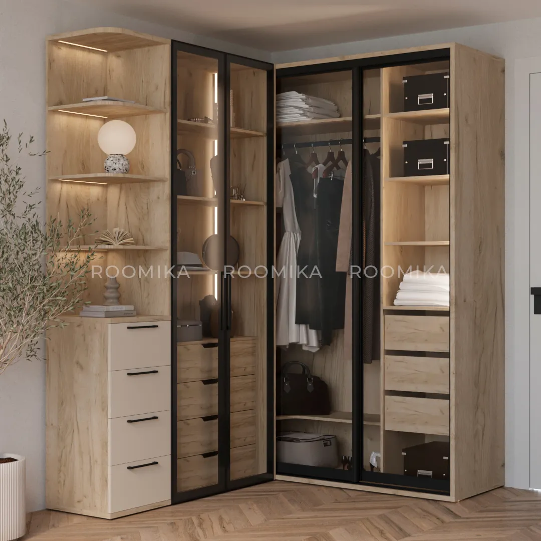 Шкаф с встроенными ящиками с подсветкой R215.2