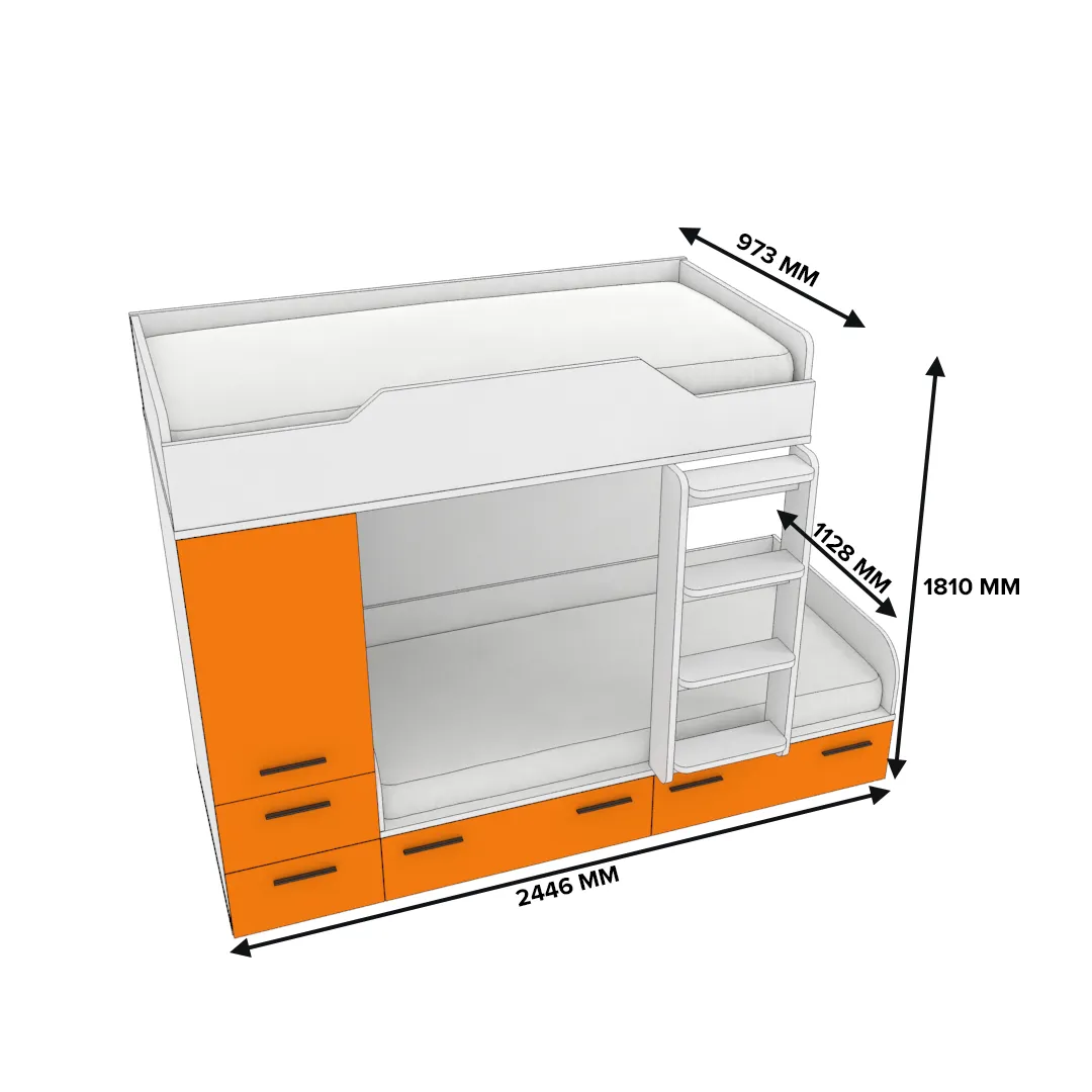 Кровать двухъярусная L906, 90x190 L/R