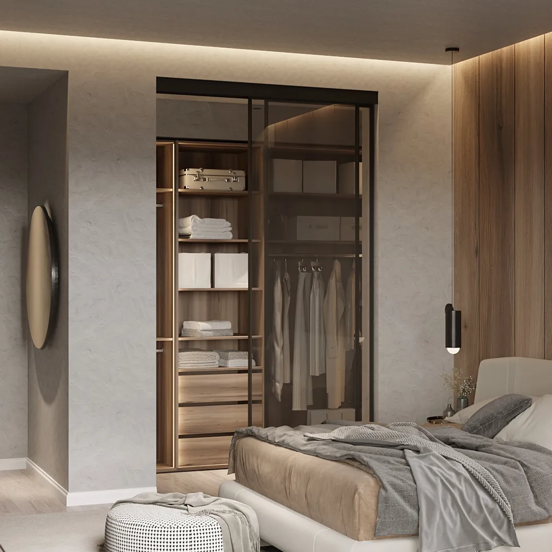 Стеклянная перегородка для гардеробной GRACE 1