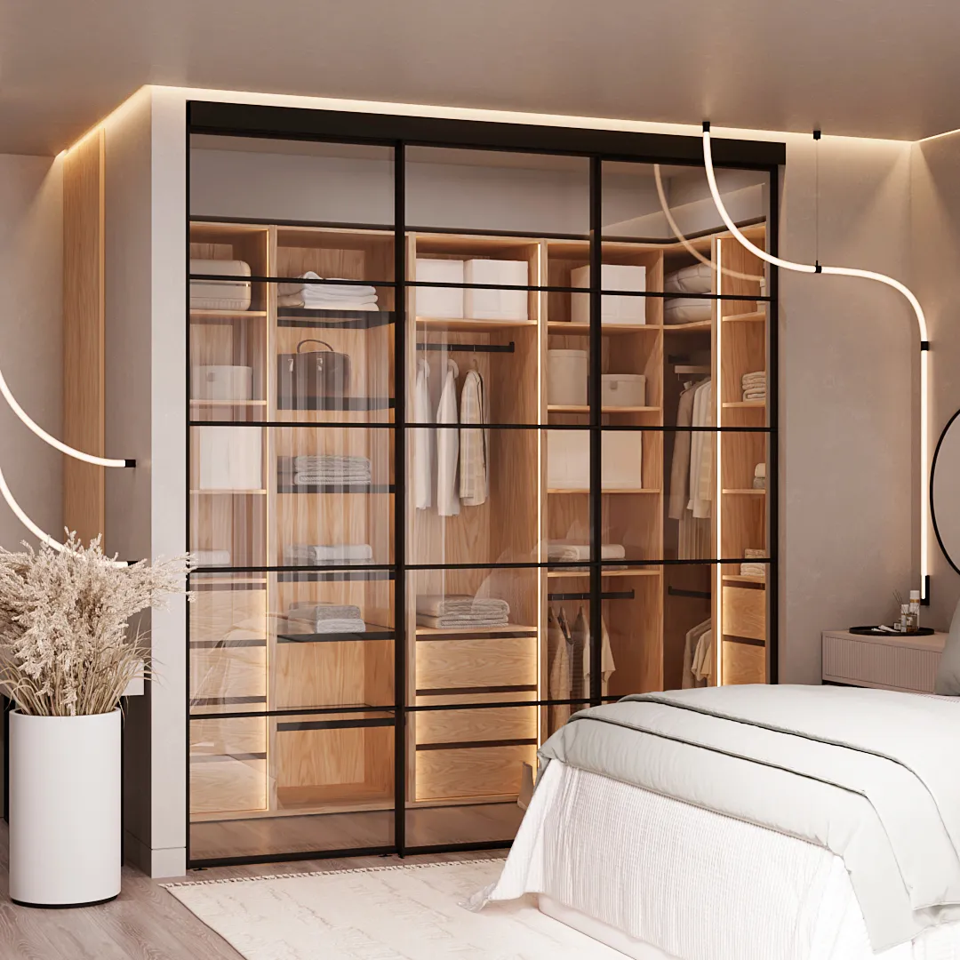 Стеклянная межкомнатная перегородка для гардеробной GRACE 20