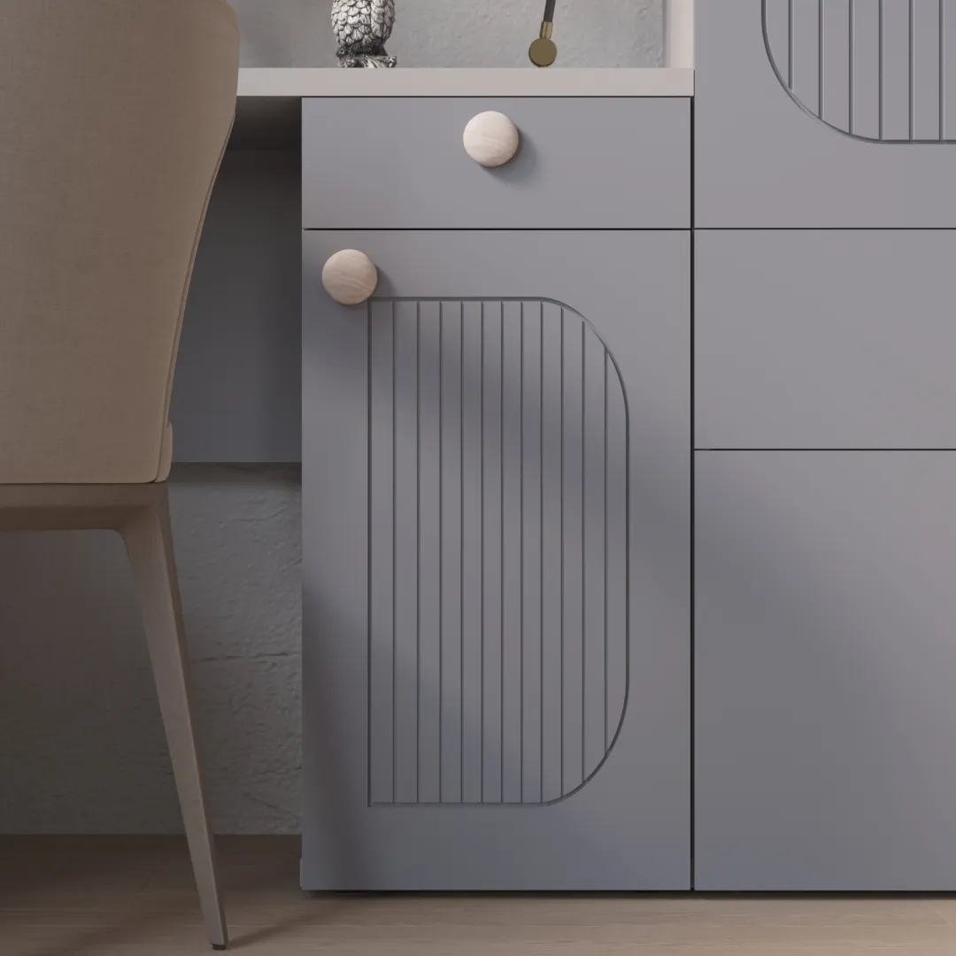 Шкаф двухдверный узкий, фрезерованные фасады в эмали LE210.44-1