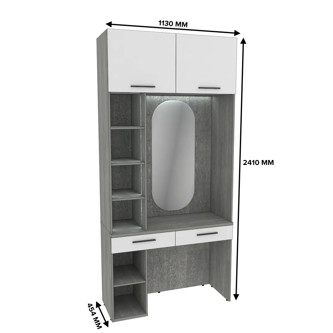 Столик туалетный с антресолью и стеллажом с подсветкой LG414.44