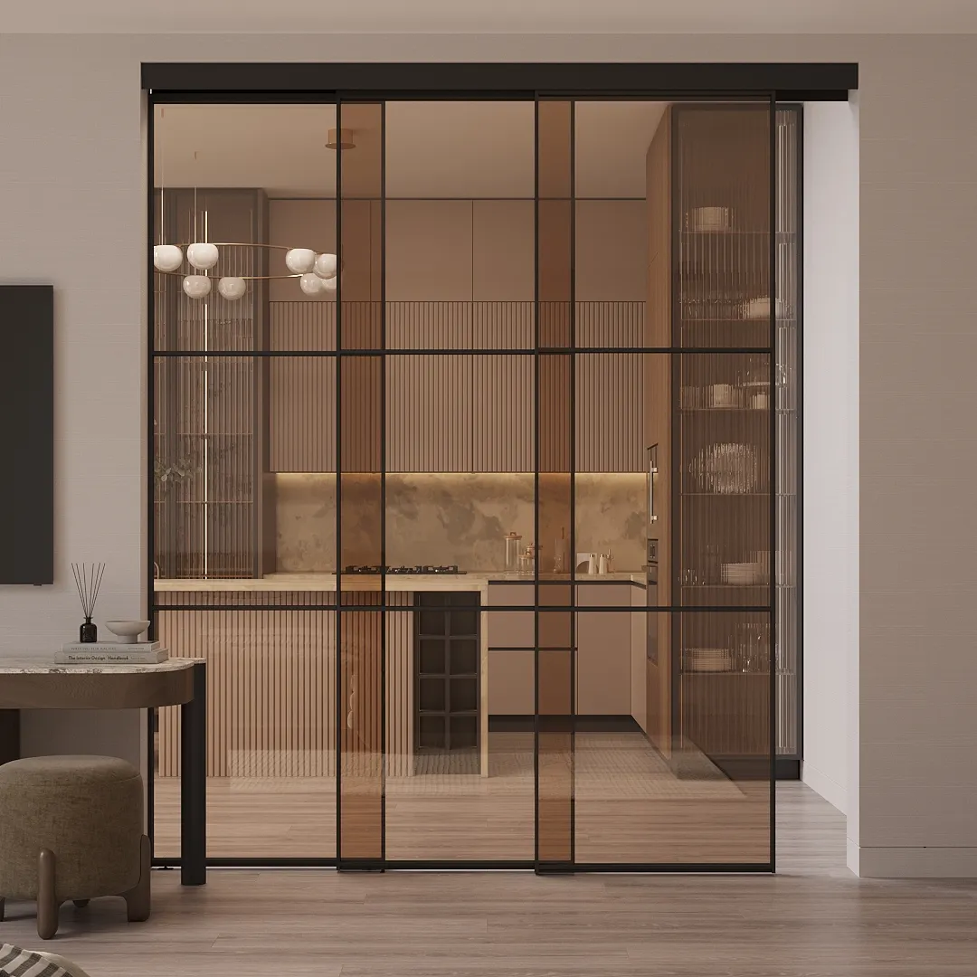 Стеклянная межкомнатная перегородка для кухни GRACE 18