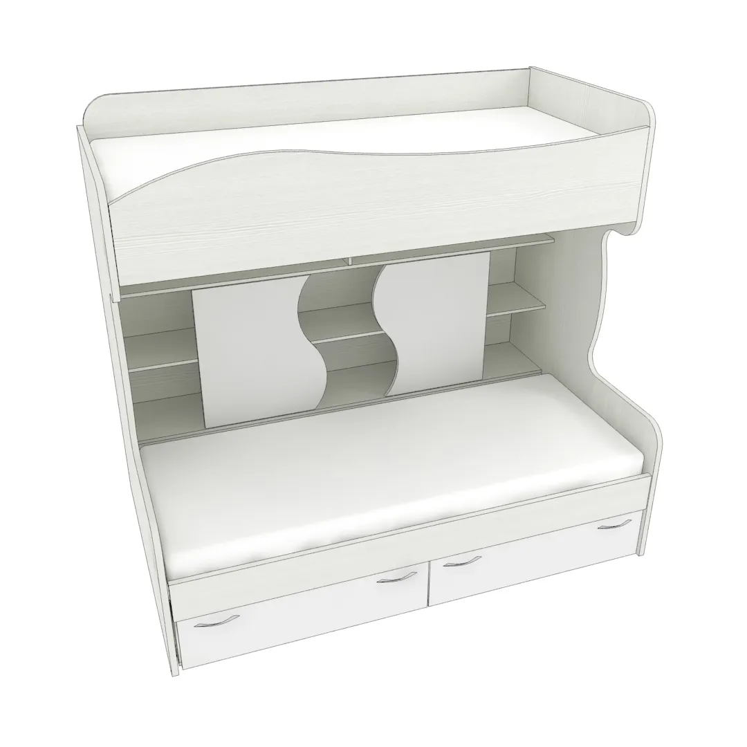 Кровать двухъярусная с лестницей комодом P904, 90x200