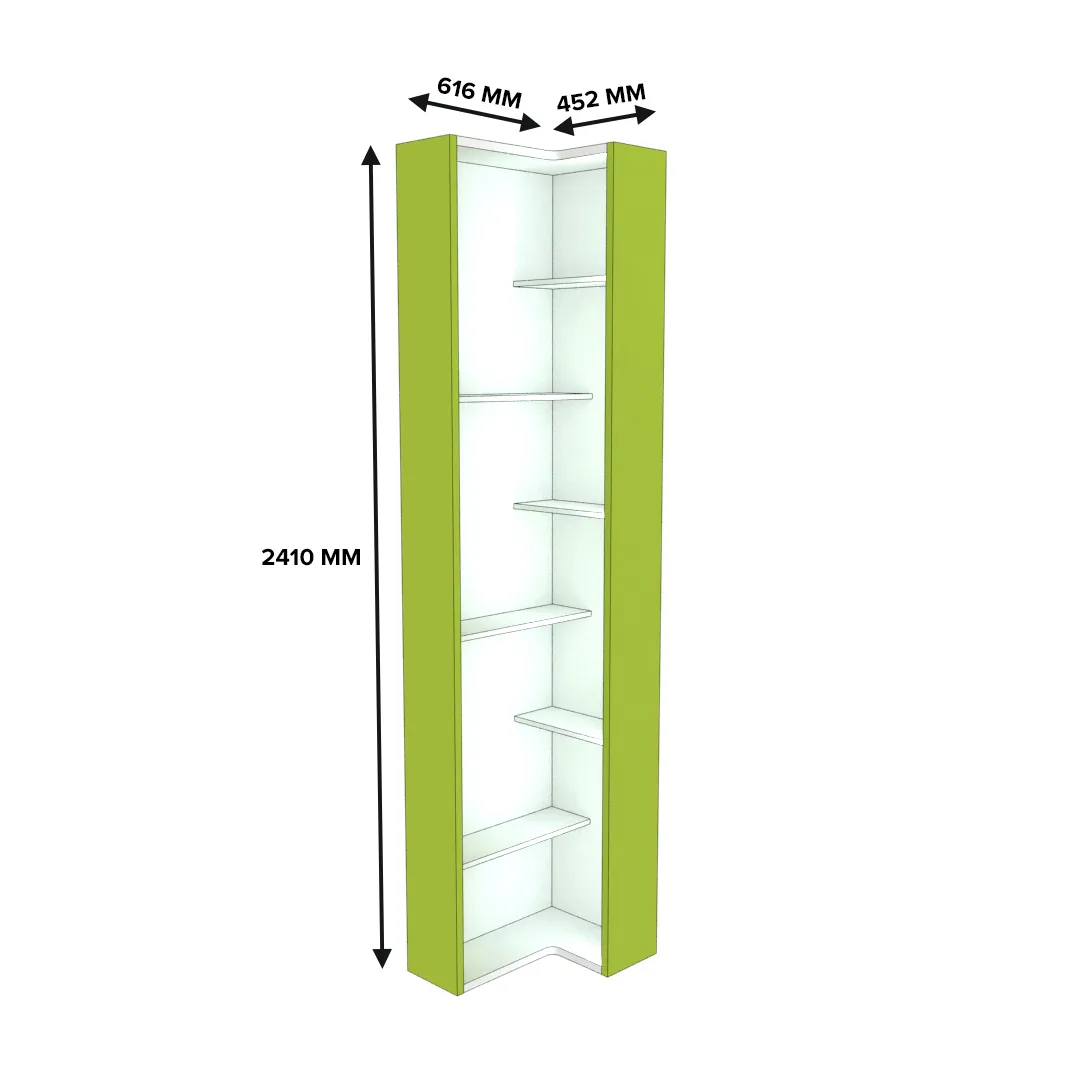 Стеллаж завершающий угловой разносторонний  с подсветкой L230.60 L/R