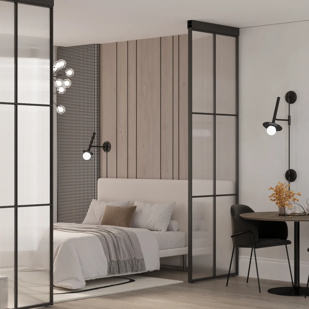 Составная перегородка для зонирования пространства, стекло Эстриадо GRACE 11