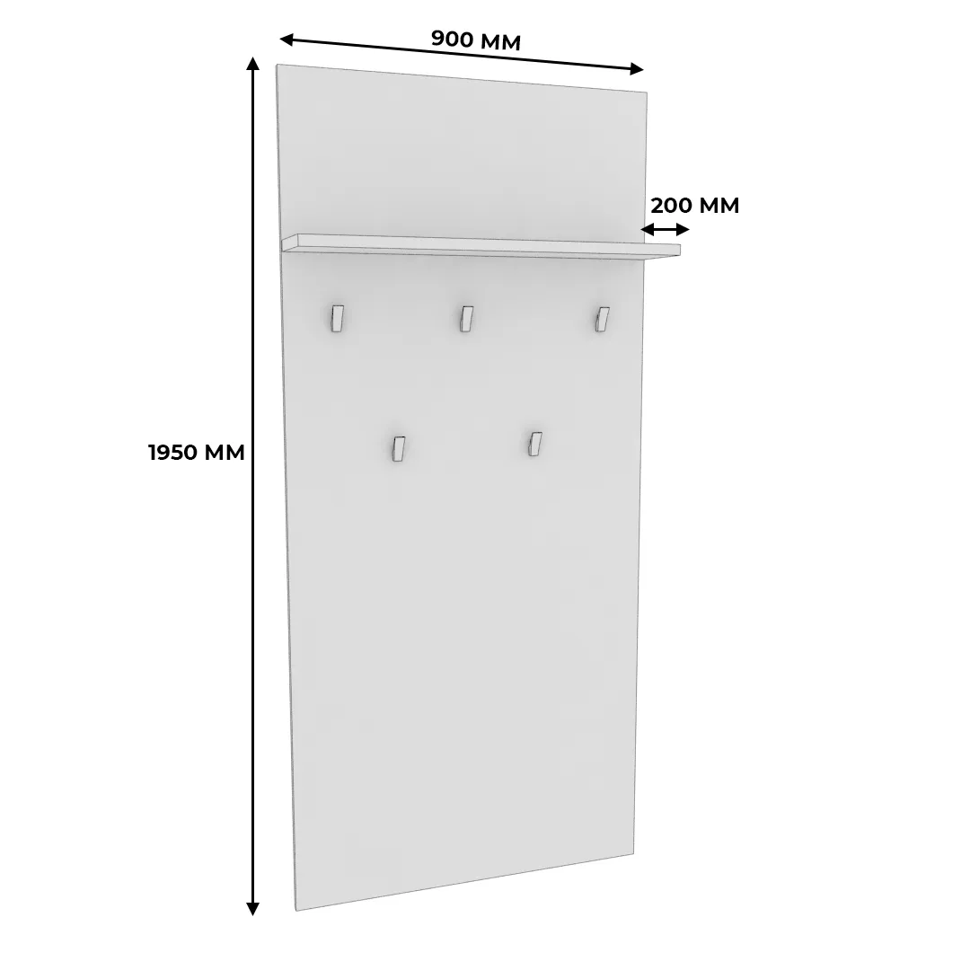 Панель широкая с полкой и крючками L-177