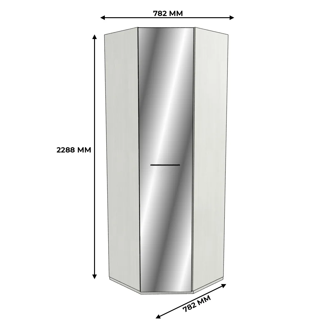 Шкаф угловой равносторонний с зеркалом, фасады МДФ CG-218Z L/R