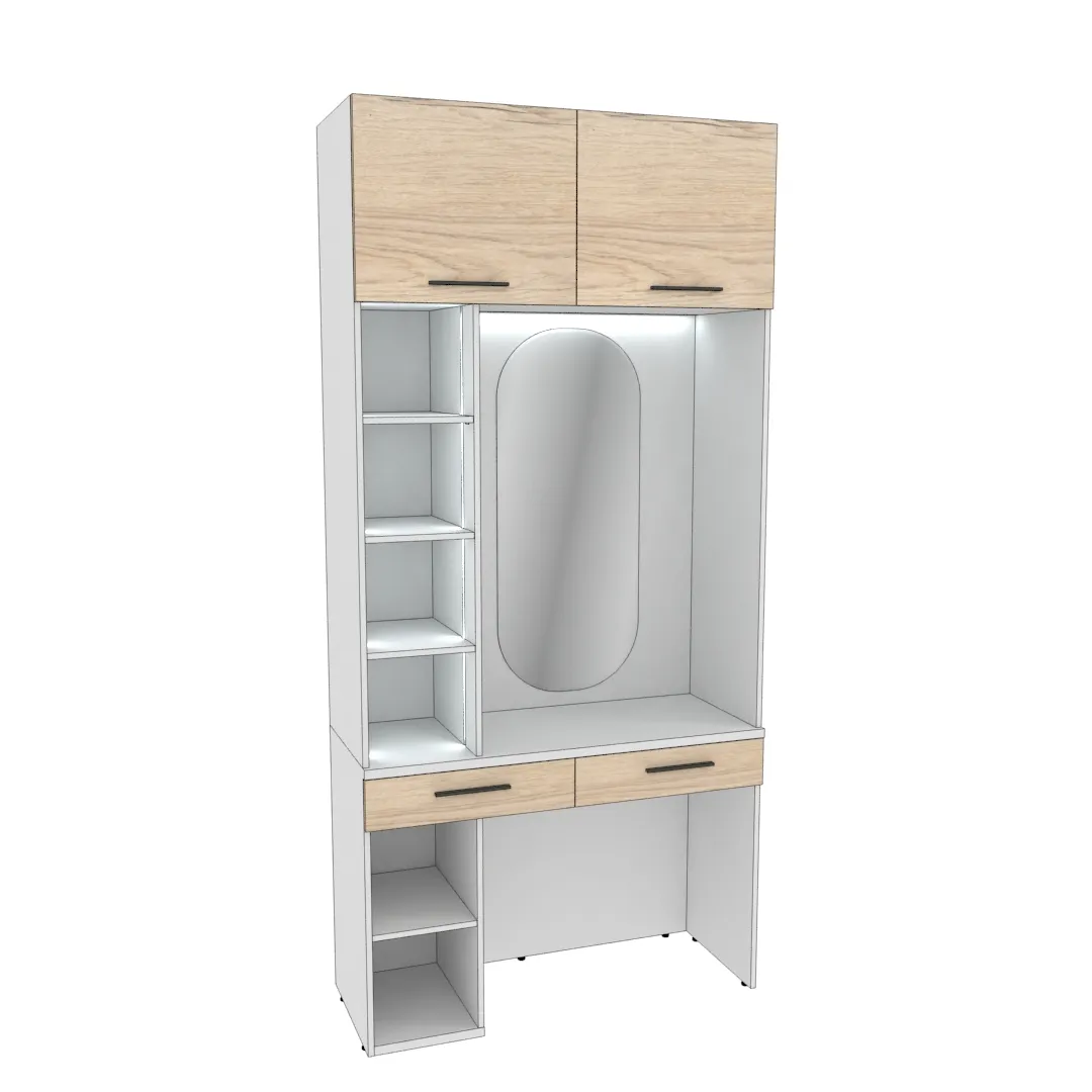 Столик туалетный с антресолью и стеллажом с подсветкой L-414.44