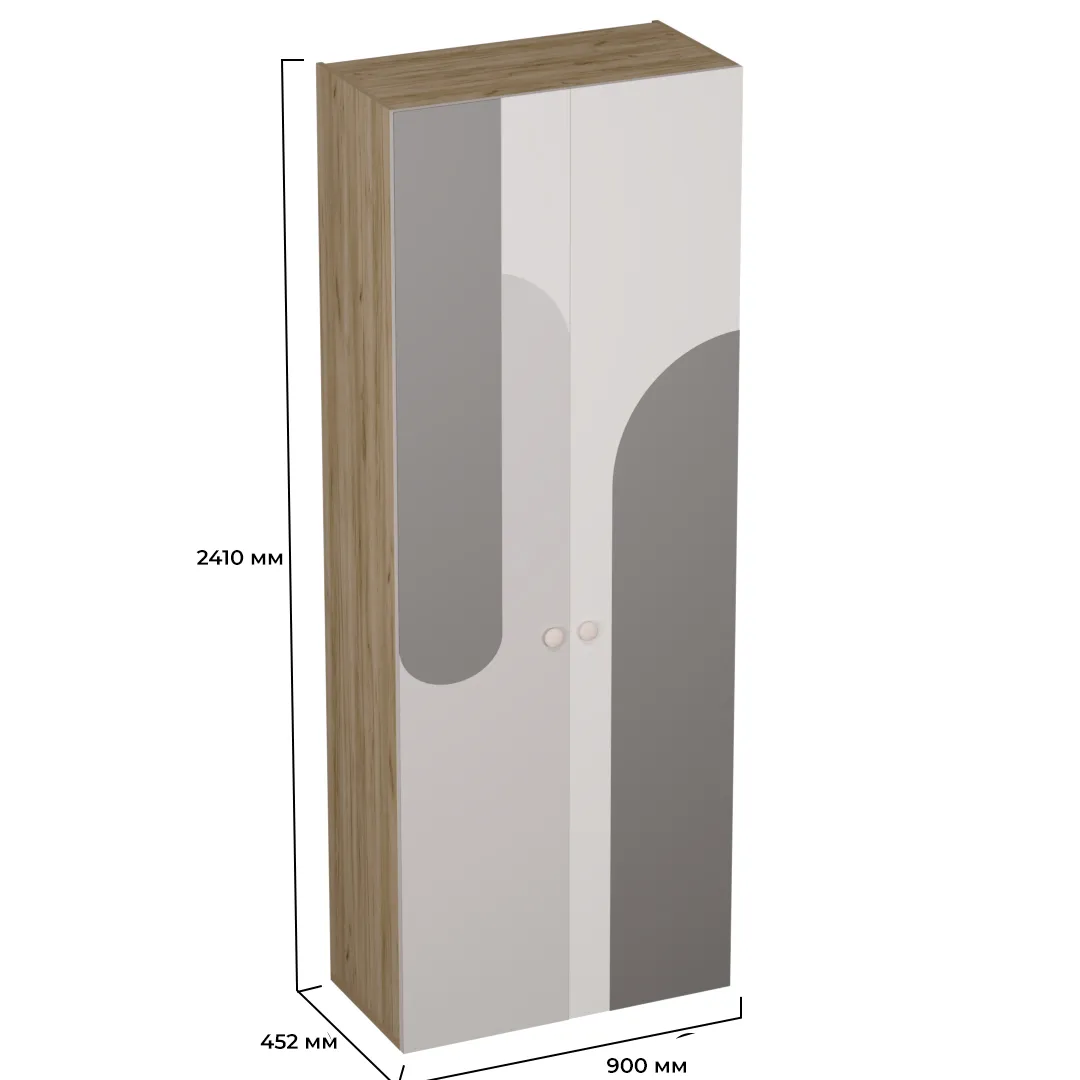 Шкаф двухдверный узкий, фрезерованные фасады в эмали LE210.44-1