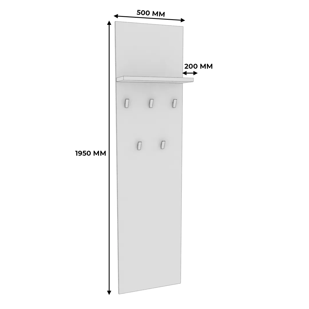 Панель узкая с полкой и крючками L-176