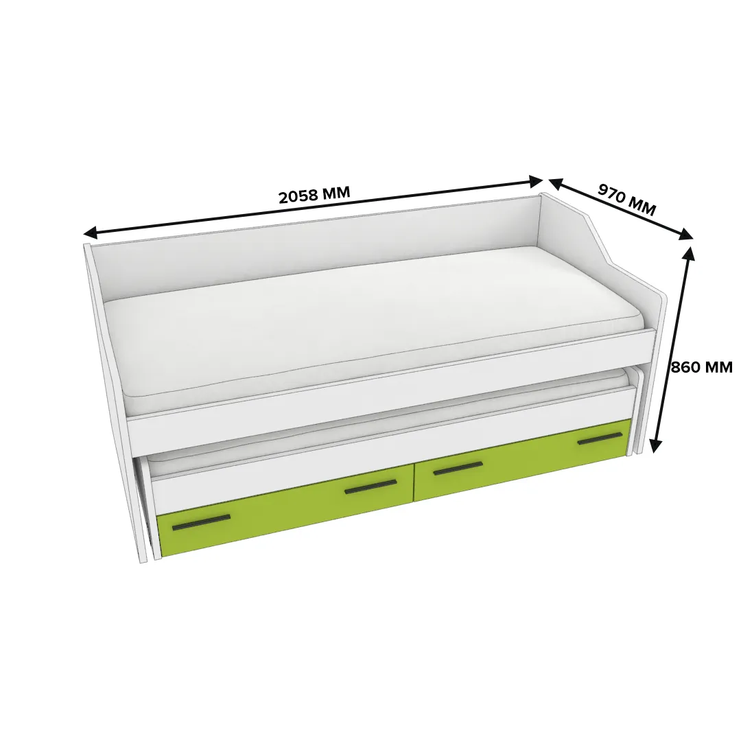 Кровать с выдвижным спальным местом L910, 90x200