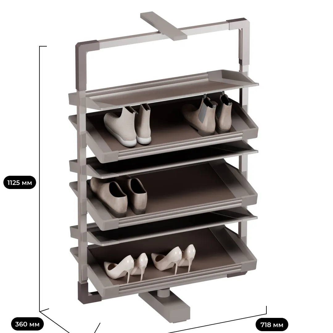 ALFA Поворотно-выдвижная обувница, 6 полок, FRM5814.06F.01