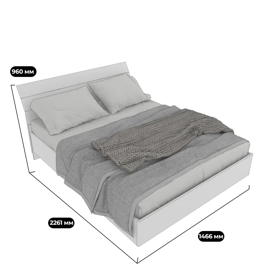 Кровать двуспальная Palermo с парящим эффектом, 140x200