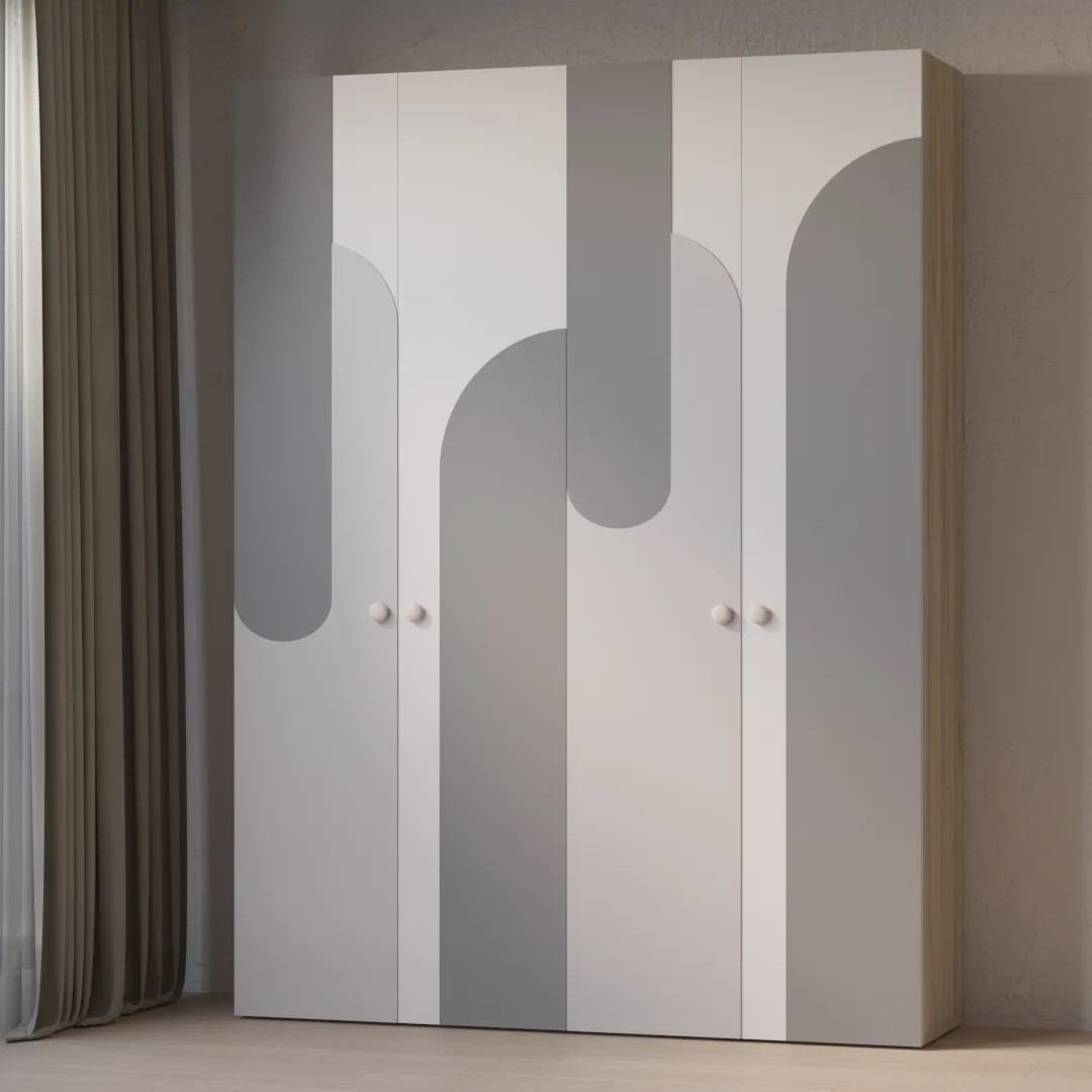 Шкаф двухдверный узкий, фрезерованные фасады в эмали LE210.44-1