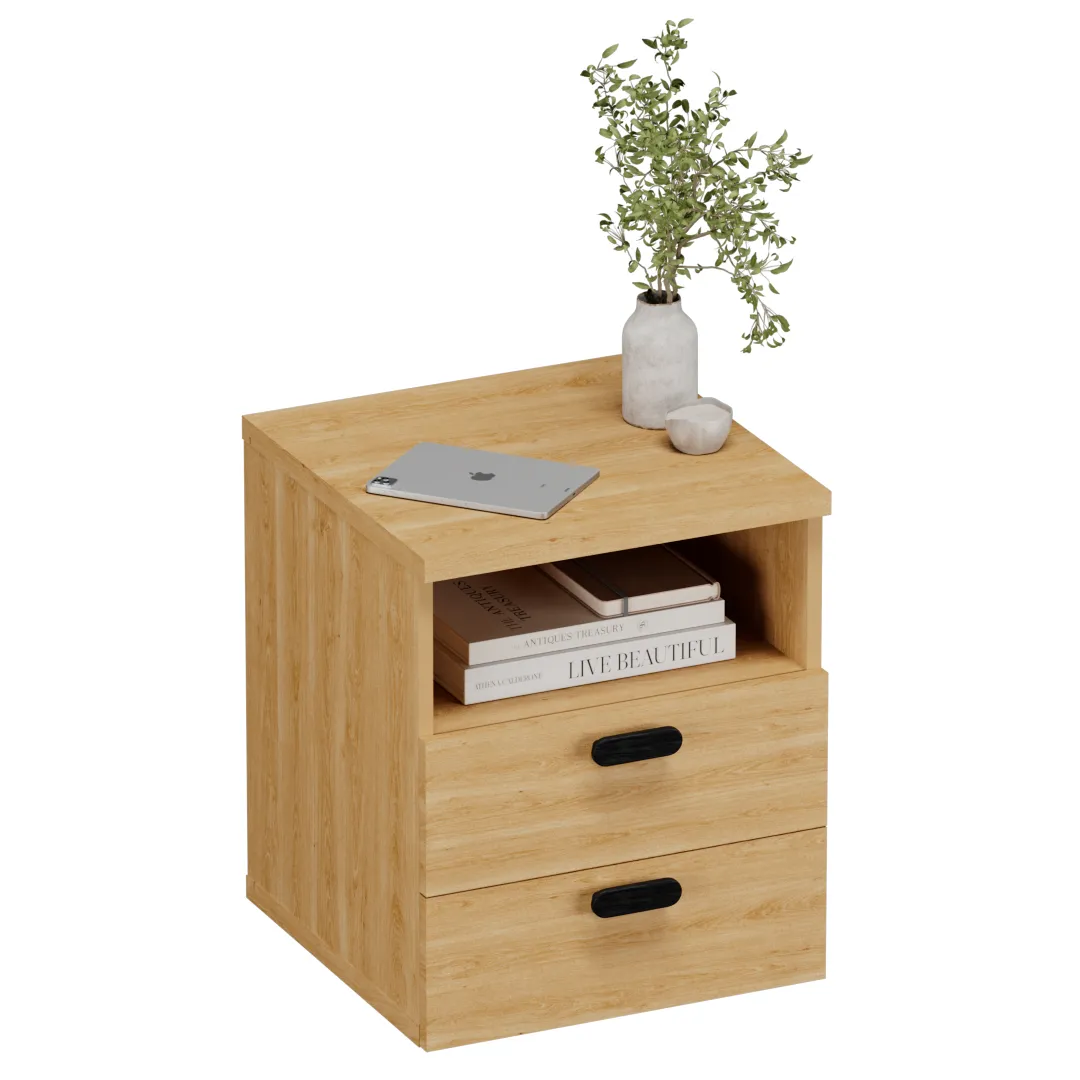 Тумба прикроватная 2 ящика, фасады натуральный ротанг L702