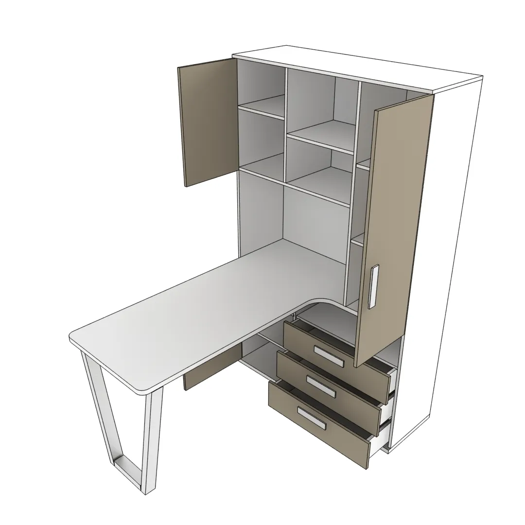 Шкаф со встроенным столом шириной 1154мм E407 L/R