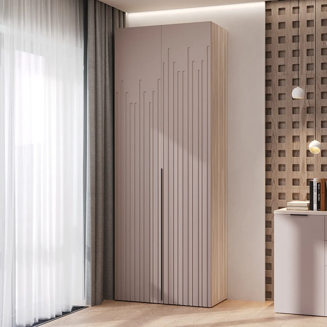 Шкаф 2 дверный, фрезерованные фасады в эмали LE-210.44-4