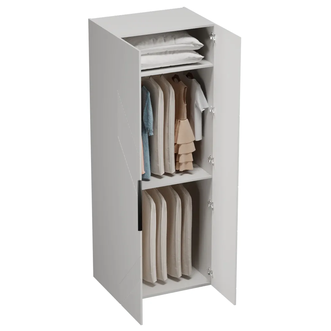 Шкаф 2 дверный, фрезерованные фасады в эмали LE-210.60-1