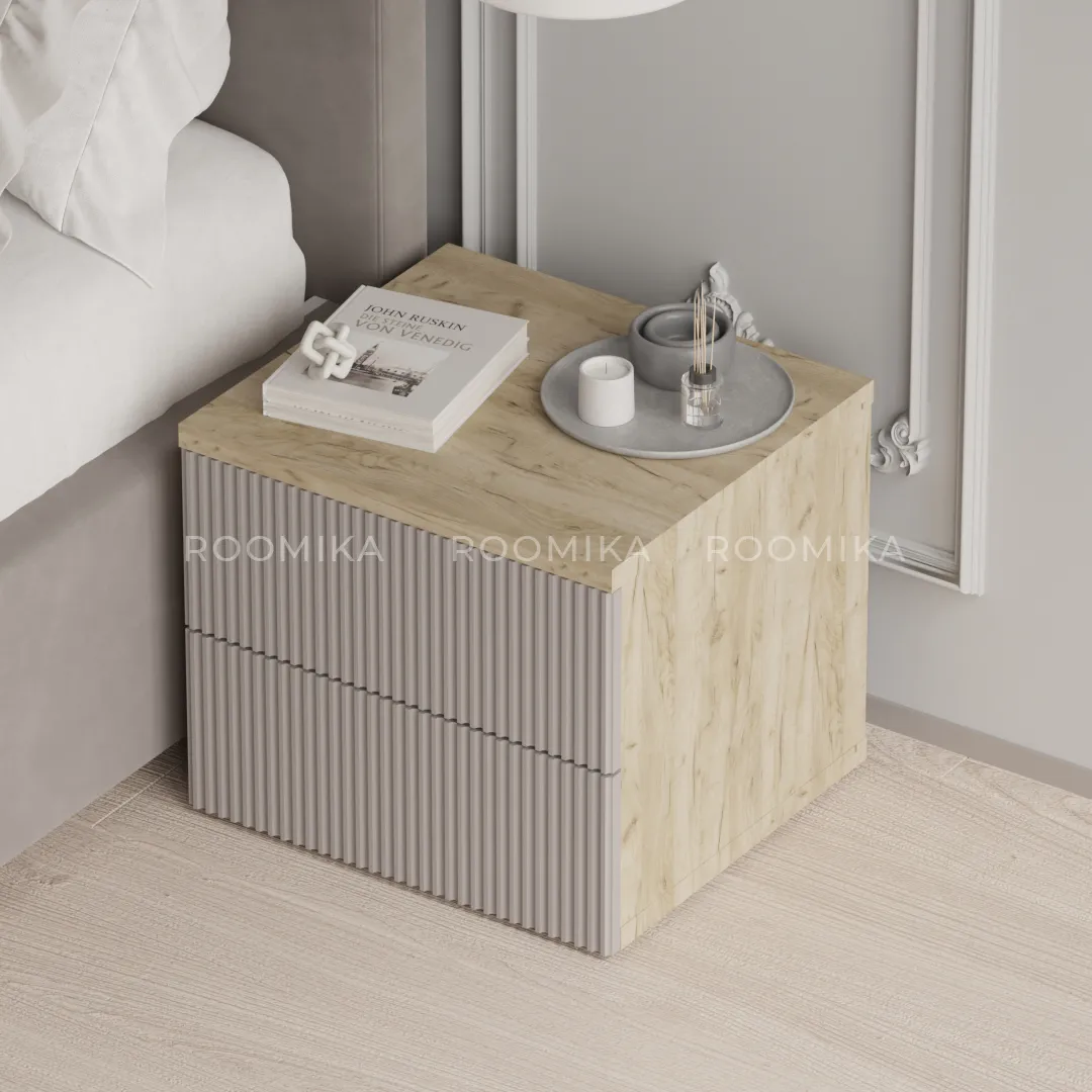 Тумба прикроватная 2 ящика, фрезерованные фасады в эмали LE-701