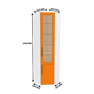 Шкаф угловой книжный со стеклом L247 с подсветкой