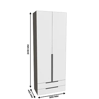 Шкаф 2 дверный с ящиками, фасады в эмали LE-211.44